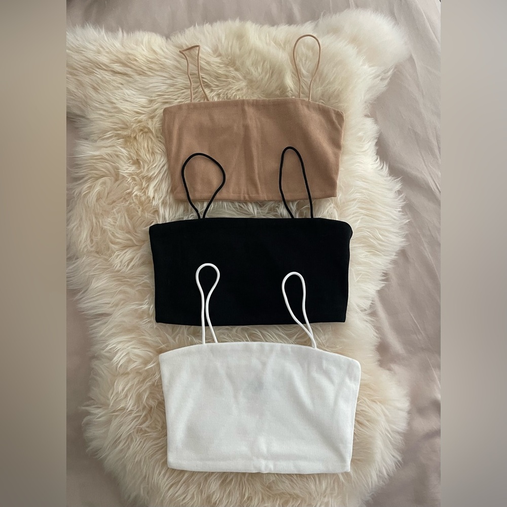 3 ribbed cami crop summer tank top black beige white xs s